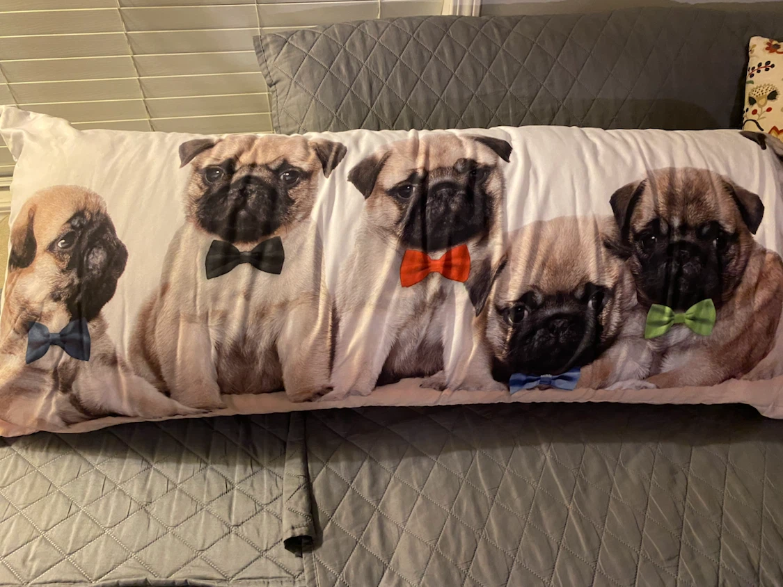 Pug Print Body Pillow with Sherpa Back - photo 2