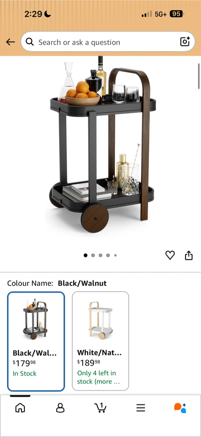 Umbra Black/Walnut Bar Cart - photo 4