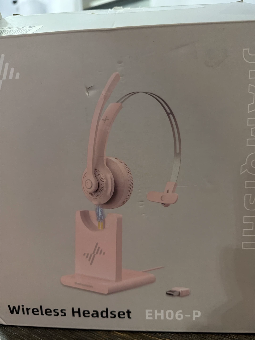 Pink Wireless Headset EH06-P with Charging Stand