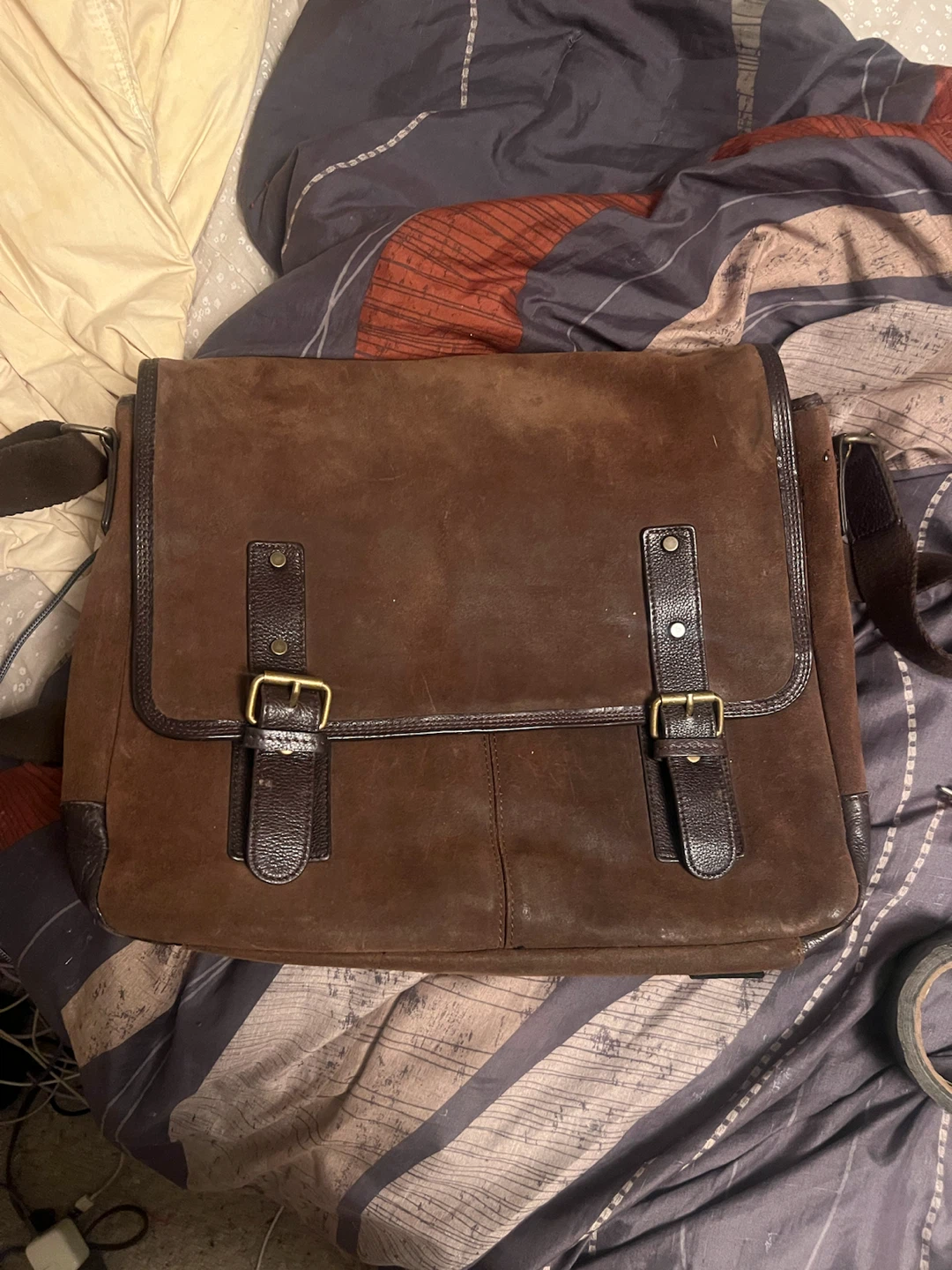 Danier Brown Suede Messenger Bag