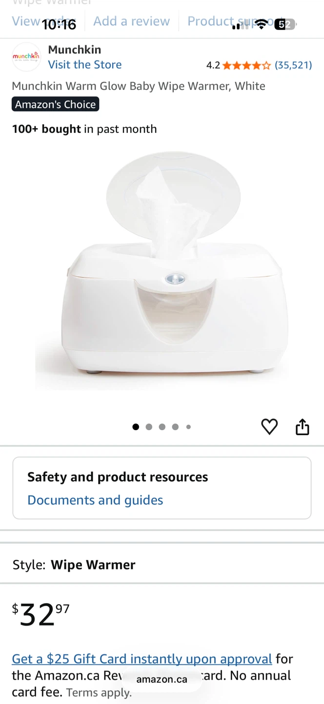 Munchkin Warm Glow Baby Wipe Warmer, White