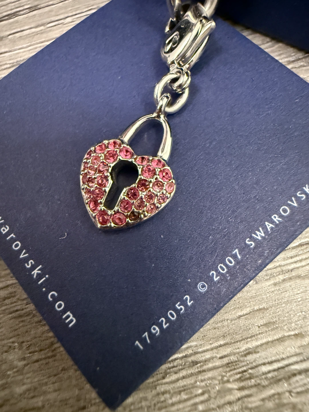 Swarovski Pink Heart Lock Charm Bracelet 18cm - photo 2