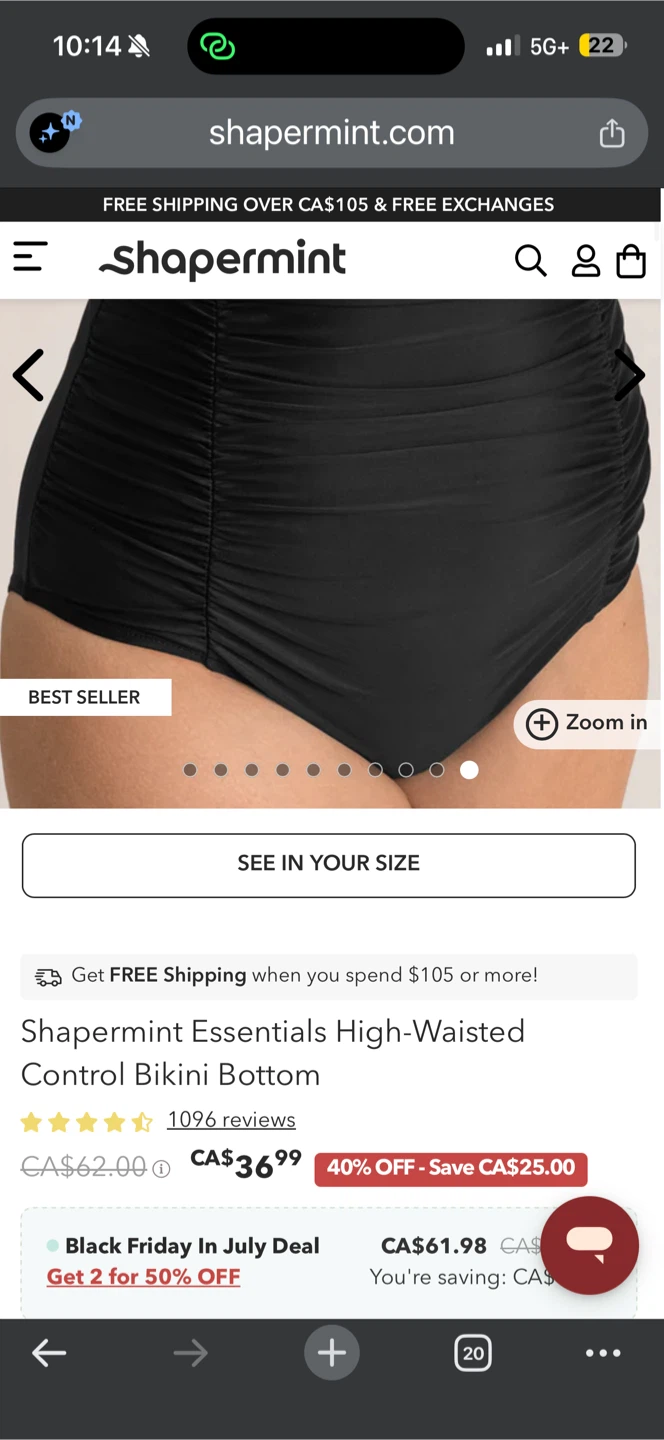 Shapermint Essentials High-Waisted Control Bikini Bottom - photo 3