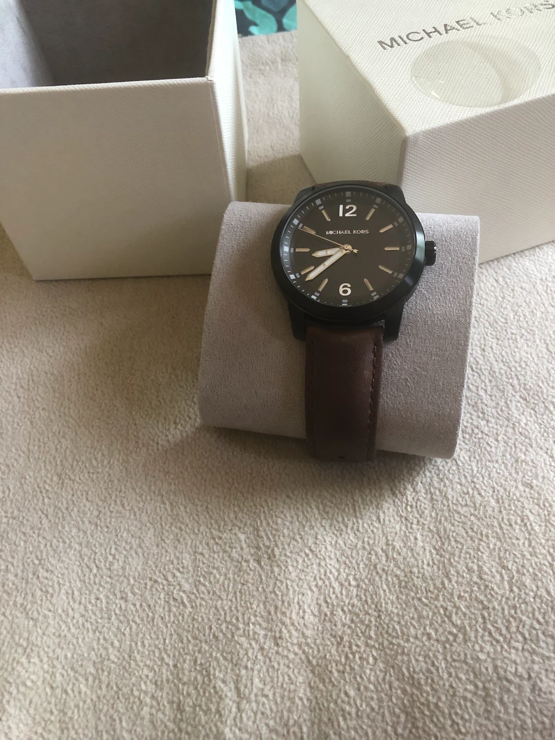 Michael Kors Black Watch with Brown Leather Strap