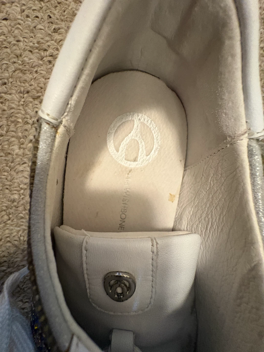 White Leather Sneakers with Rhinestone Embellishment - photo 3