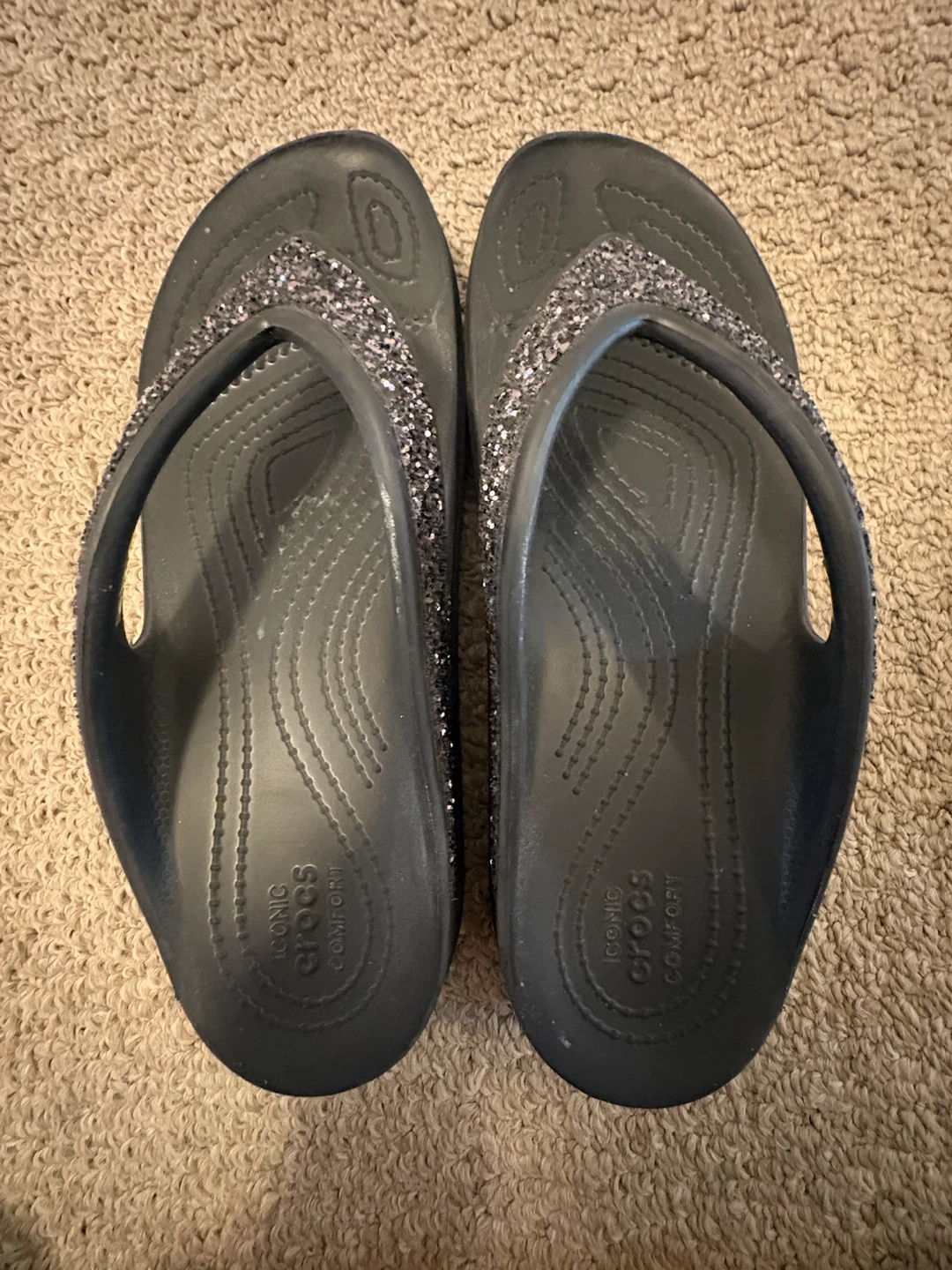 Crocs Women's Glitter Flip Flops Size 9