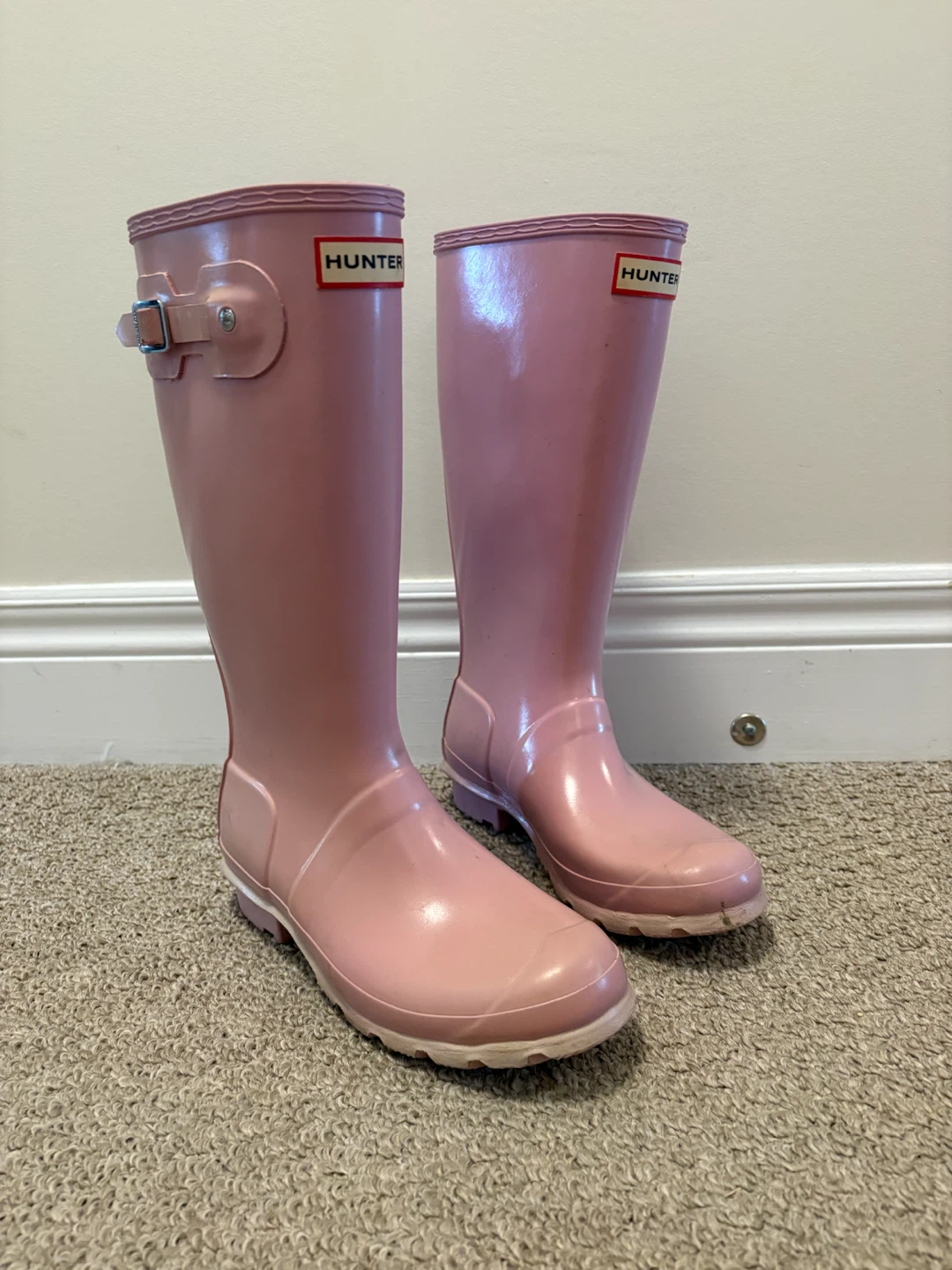 Hunter Pink Rubber Rain Boots