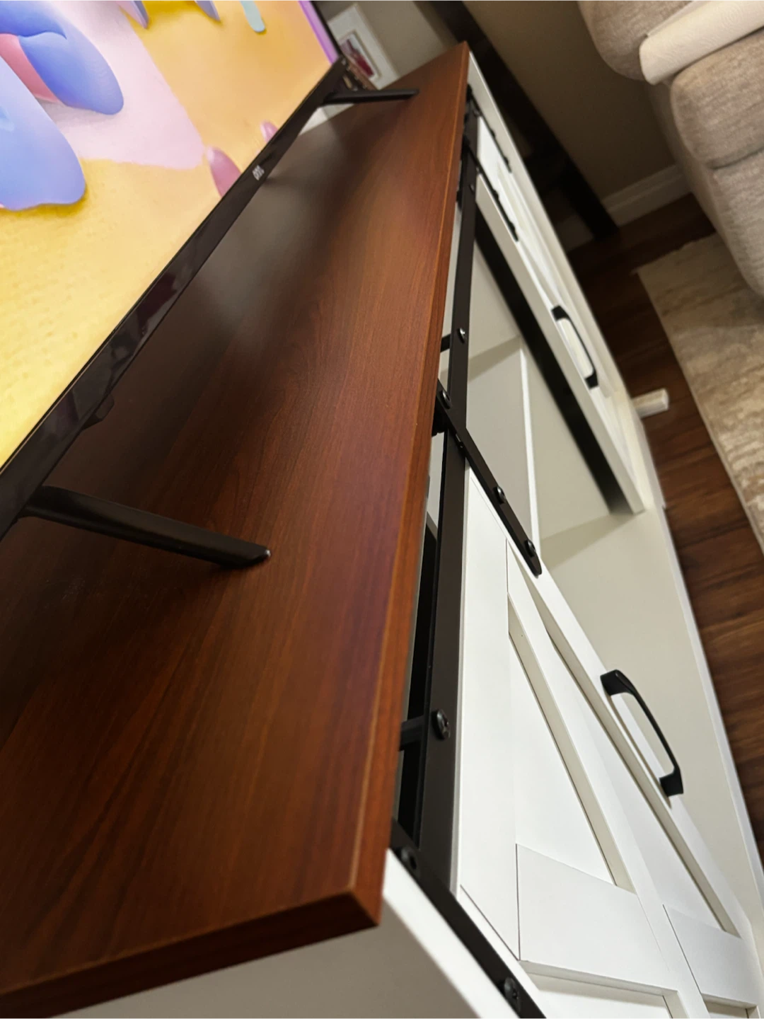 White Barn Door TV Stand with Storage - photo 3