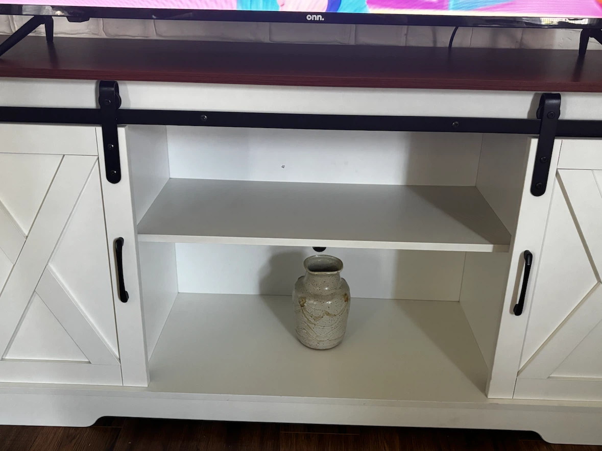 White Barn Door TV Stand with Storage - photo 4
