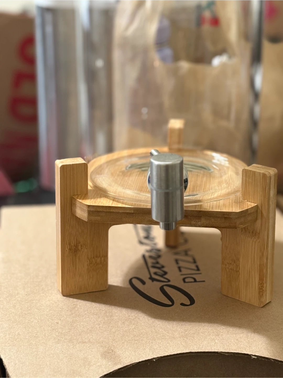 Glass Beverage Dispenser with Bamboo Stand - photo 2