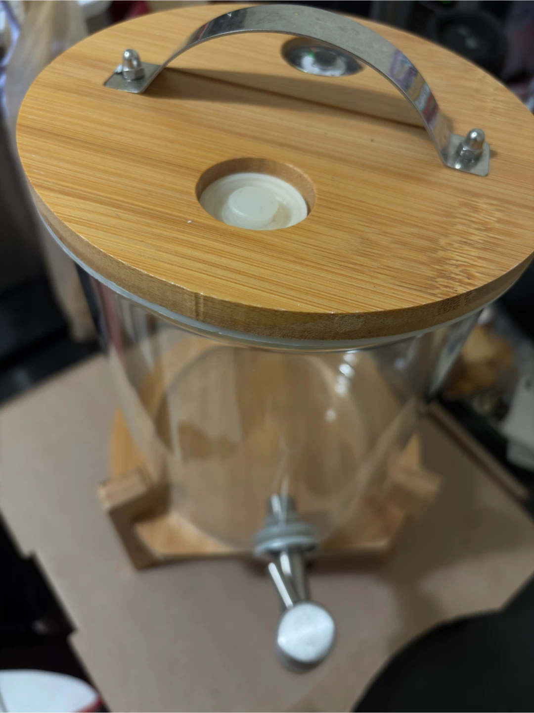 Glass Beverage Dispenser with Bamboo Stand - photo 3