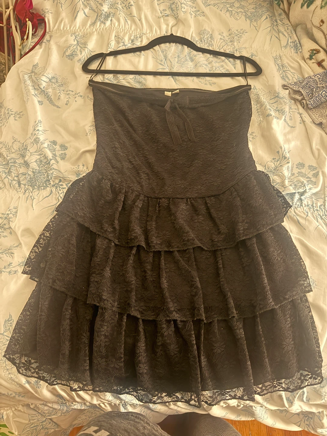 Black Strapless Lace Dress
