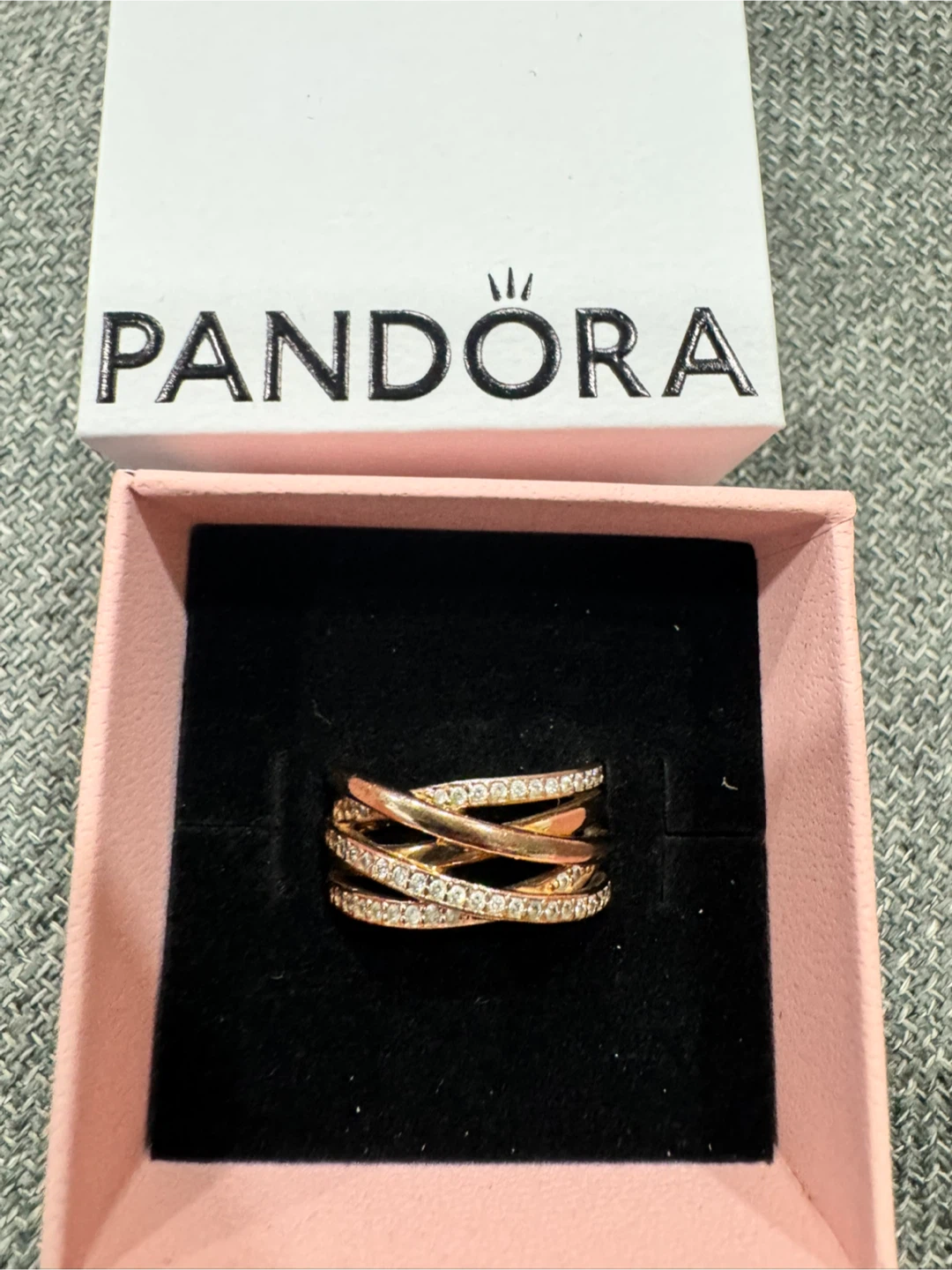 Pandora Rose Gold Ring with Pave Crystals