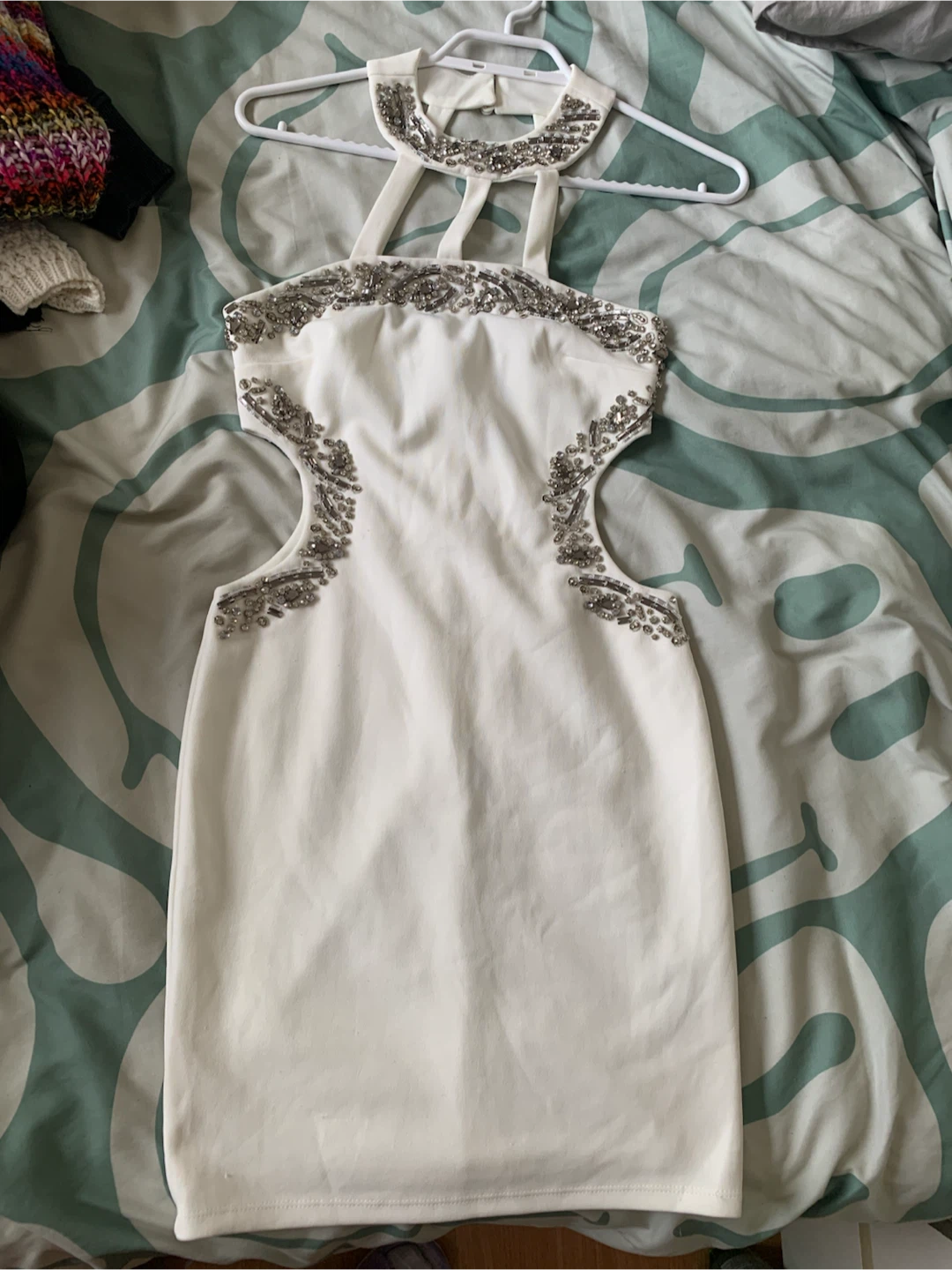 Dare to Bare White Embellished Cutout Dress Size 6