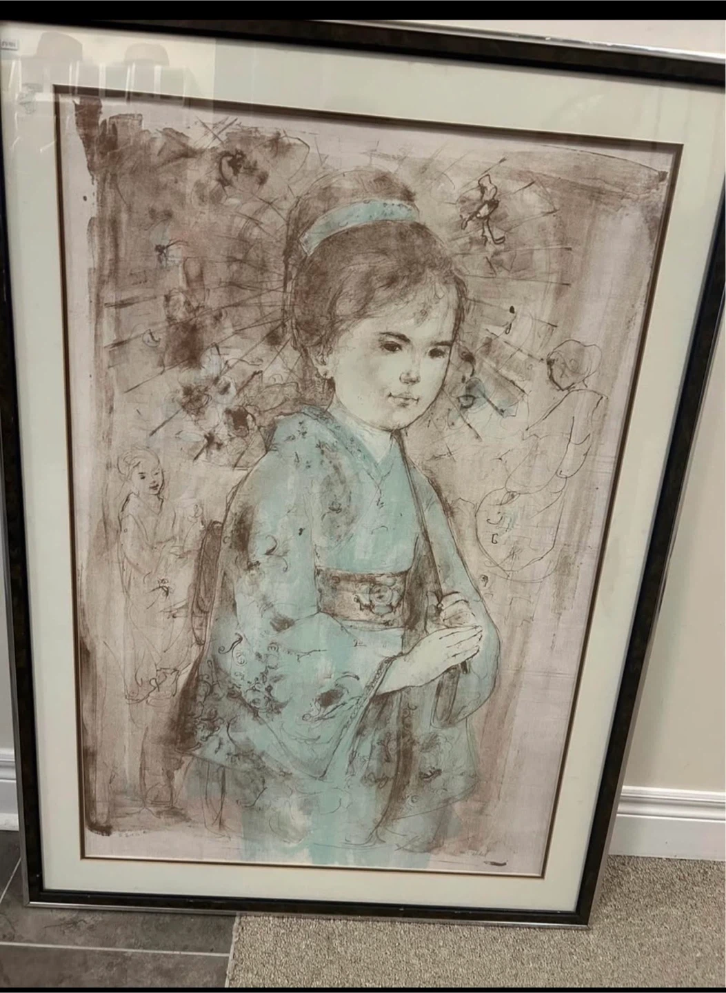 Painting Edna Hibel litho