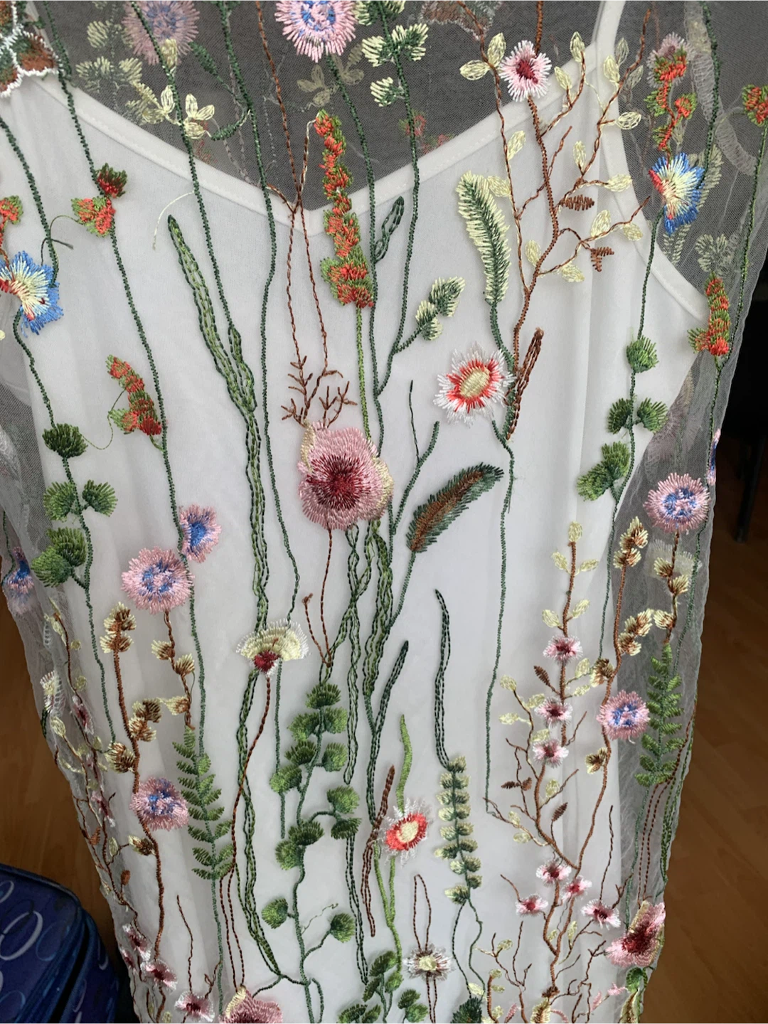 Floral Embroidered Mesh Dress with Slip - photo 2