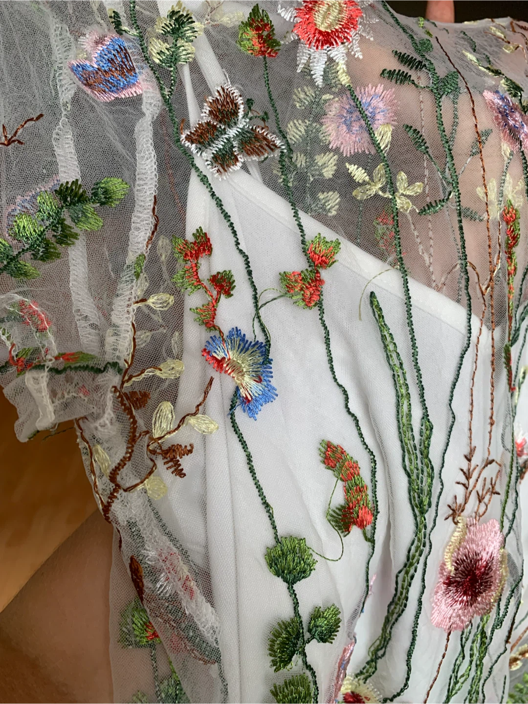 Floral Embroidered Mesh Dress with Slip - photo 3