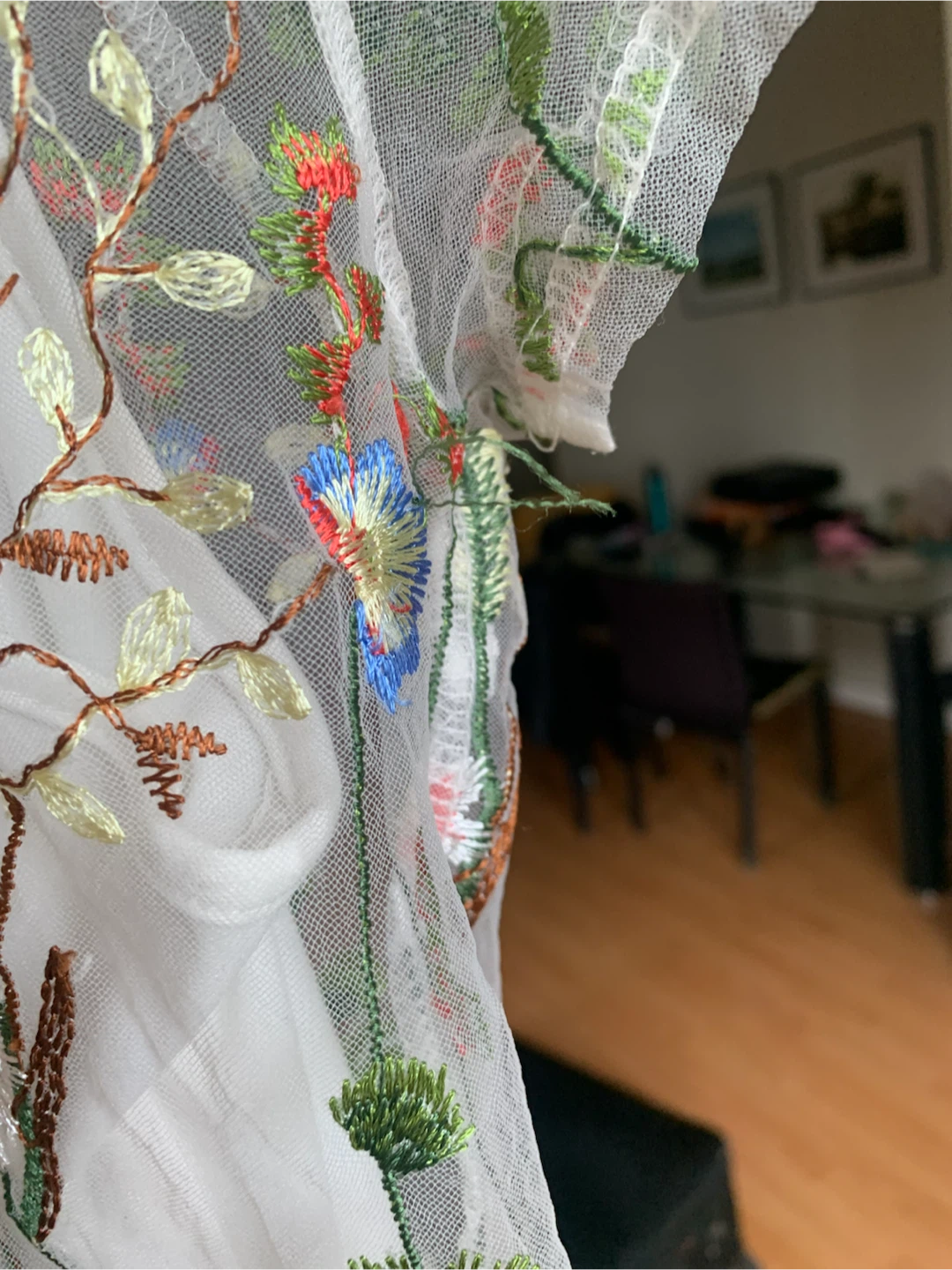 Floral Embroidered Mesh Dress with Slip - photo 4