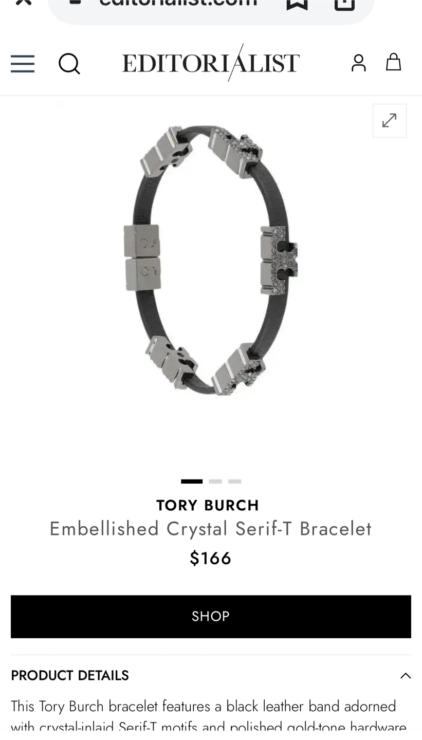 Tory Burch Embellished Crystal Serif-T Bracelet - photo 4