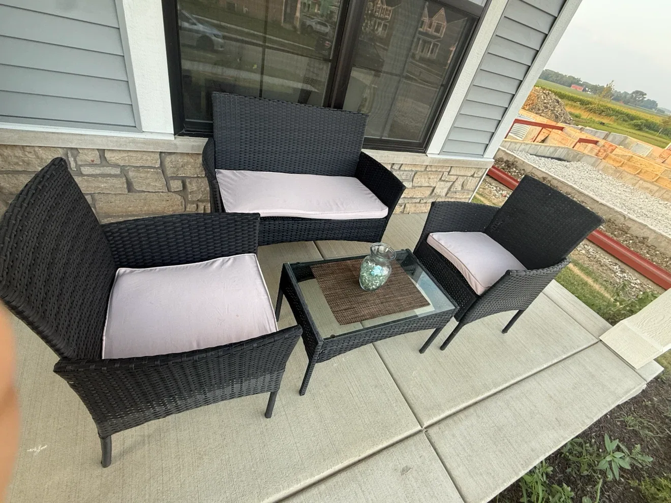 Callum 4 Piece Black Rattan Outdoor Conversation Set