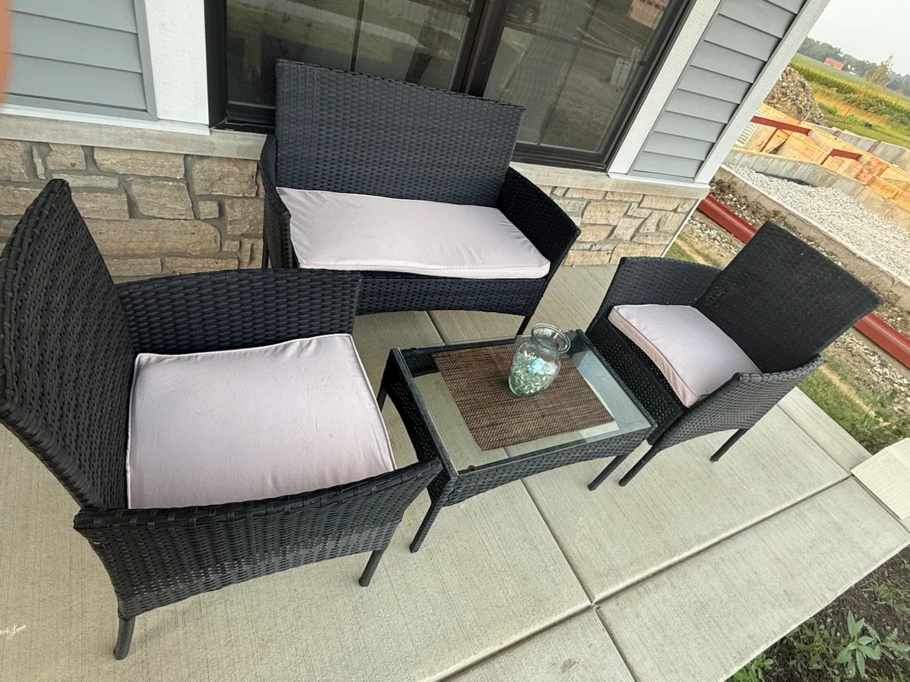 Callum 4 Piece Black Rattan Outdoor Conversation Set - photo 2