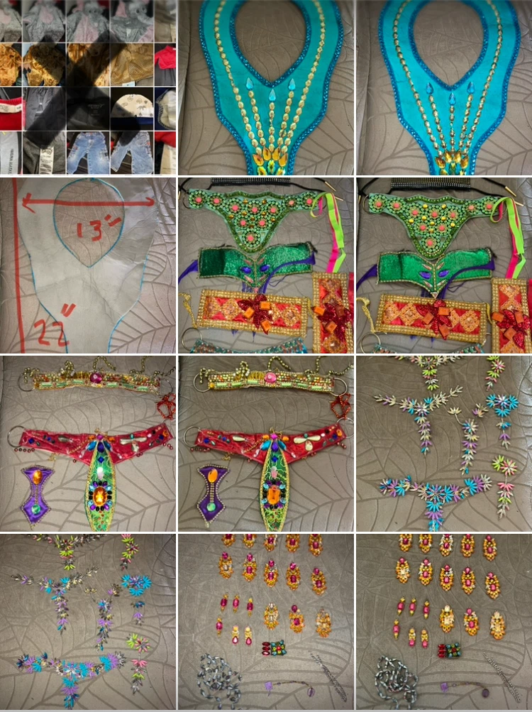 Handmade Beaded Dance Costume Pieces and Appliques