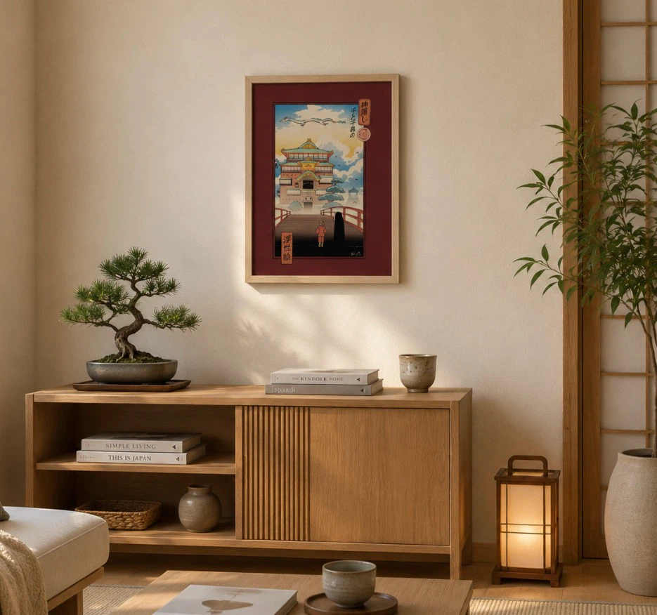 Spirited Away Haku No Face Ukiyo-e Art Print Framed