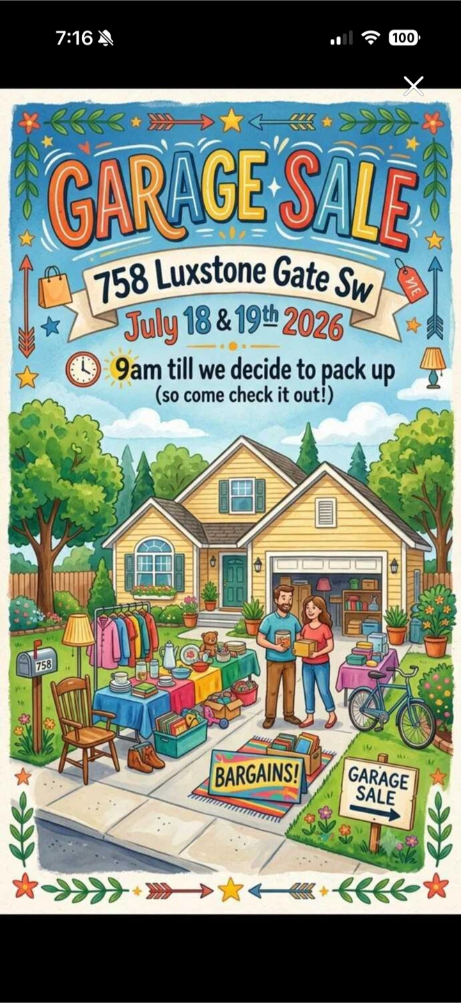 Garage Sale at 758 Luxstone Gate SW