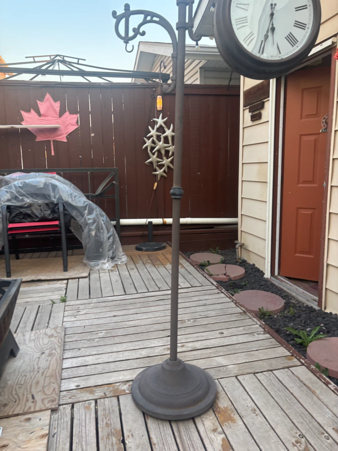 Double-Sided Outdoor Clock and Thermometer Stand - photo 2