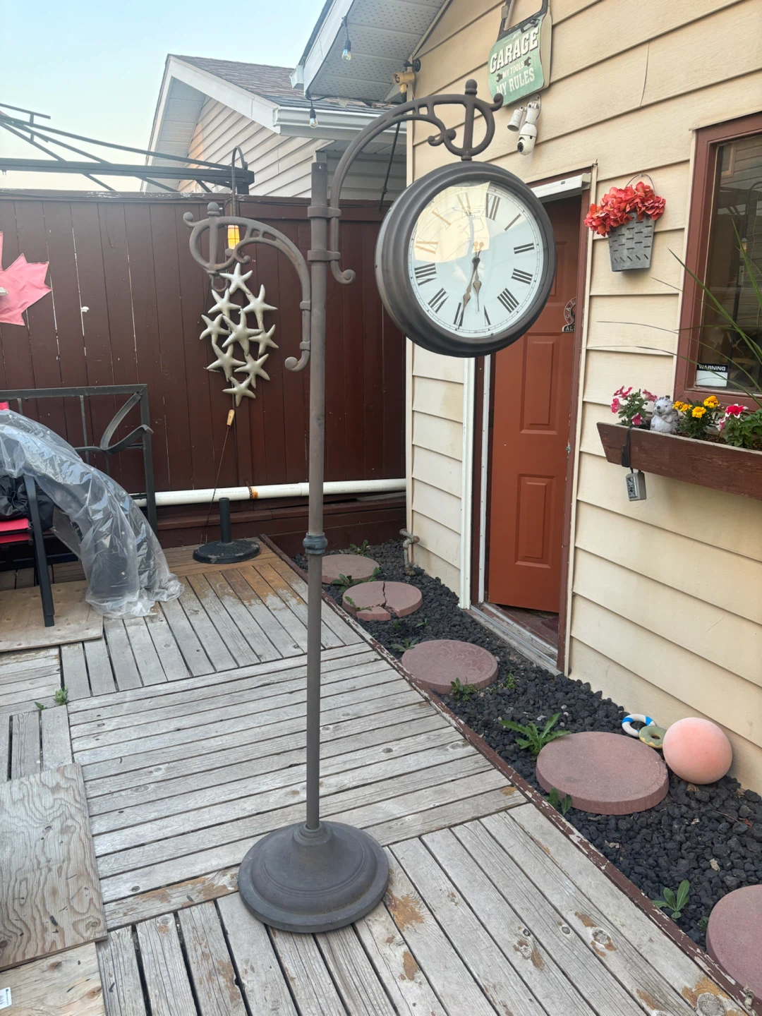 Double-Sided Outdoor Clock and Thermometer Stand - photo 4