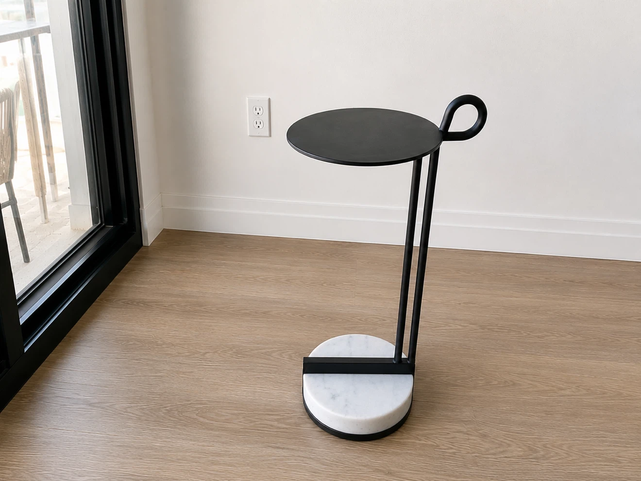 Urban barn Black Metal Side Table with Marble Base