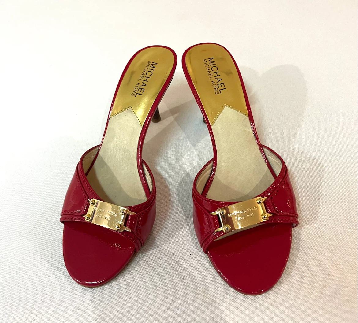 Michael Kors Red Patent Leather Mules - Size 8M