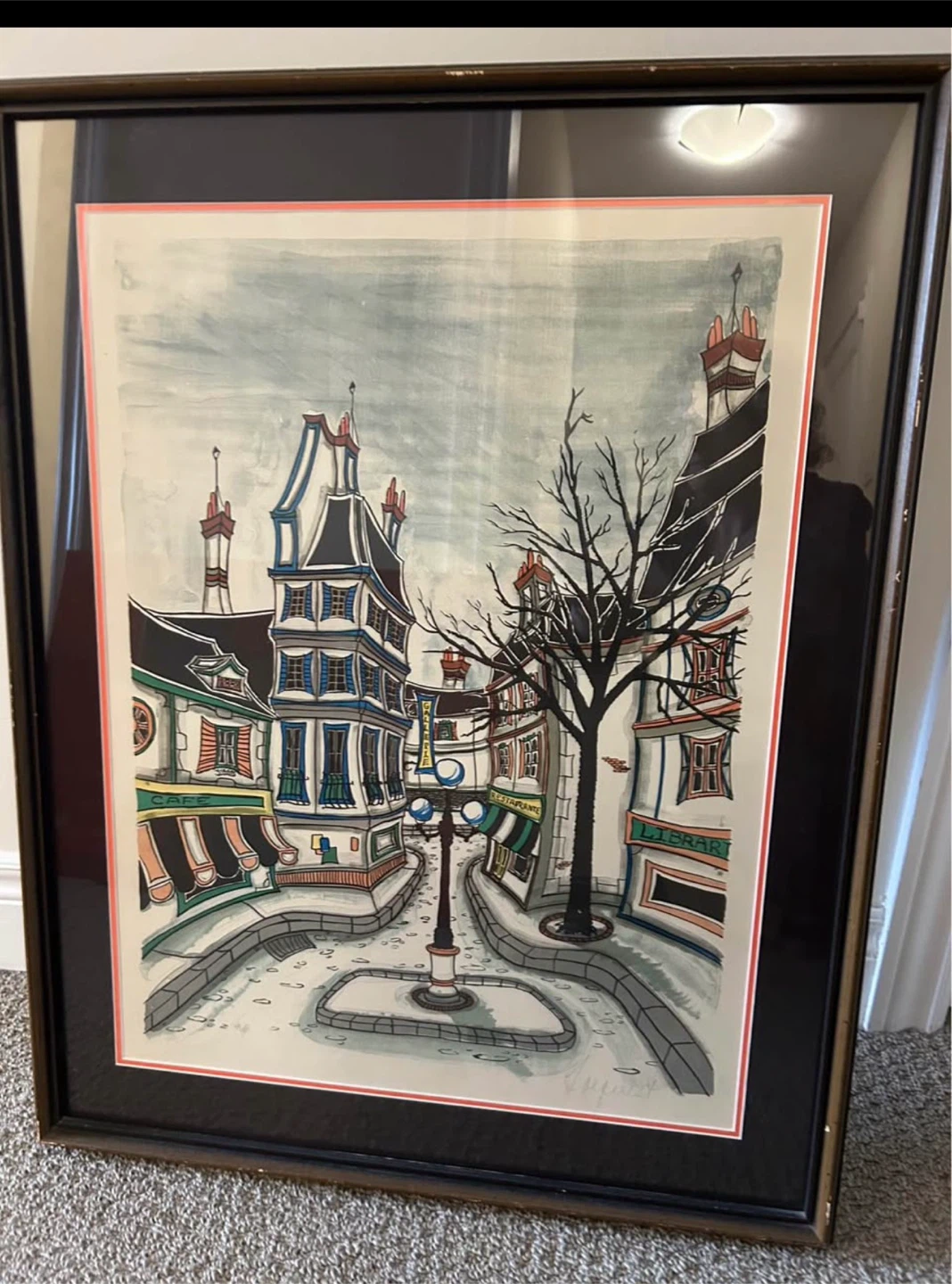 Framed Artwork of European Street Scene