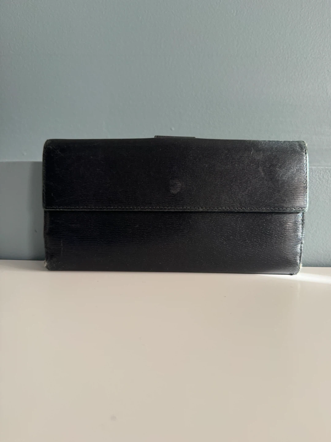Gucci Black Leather Long wallet Metal Chain Authentic - photo 2