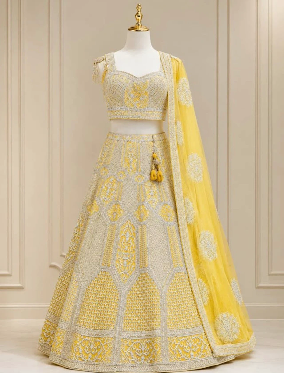 Yellow Embroidered Lehenga Choli with Dupatta