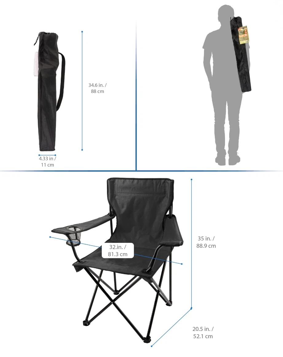 2 Ozark Trail Black Camping Chair with Cup Holder - photo 3