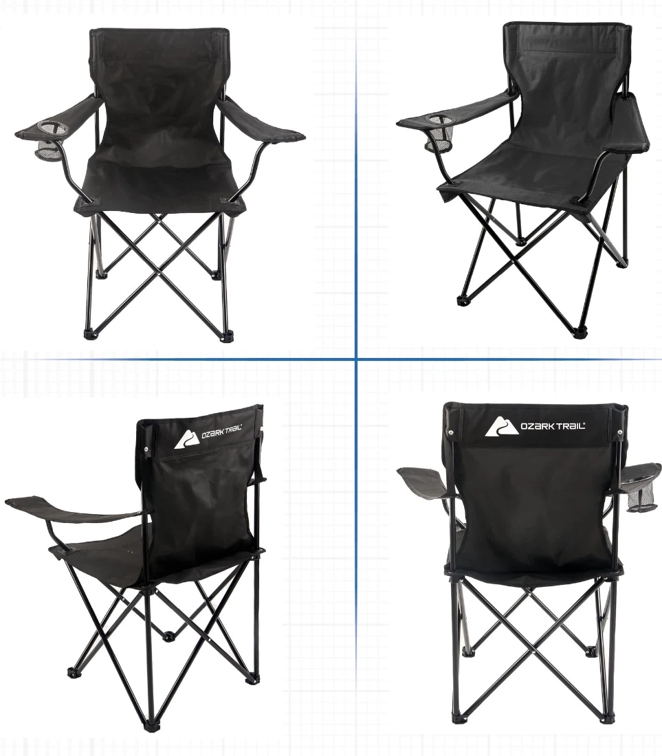 2 Ozark Trail Black Camping Chair with Cup Holder - photo 4
