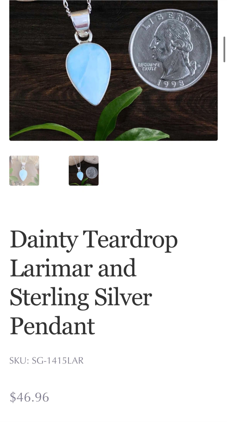Dainty Teardrop Larimar Sterling Silver Pendant Necklace - photo 2