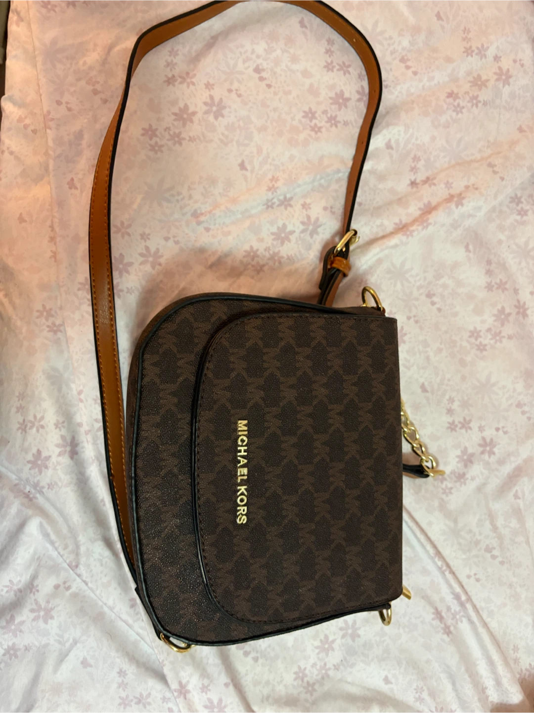 Michael Kors Signature Logo Shoulder Bag - Brown