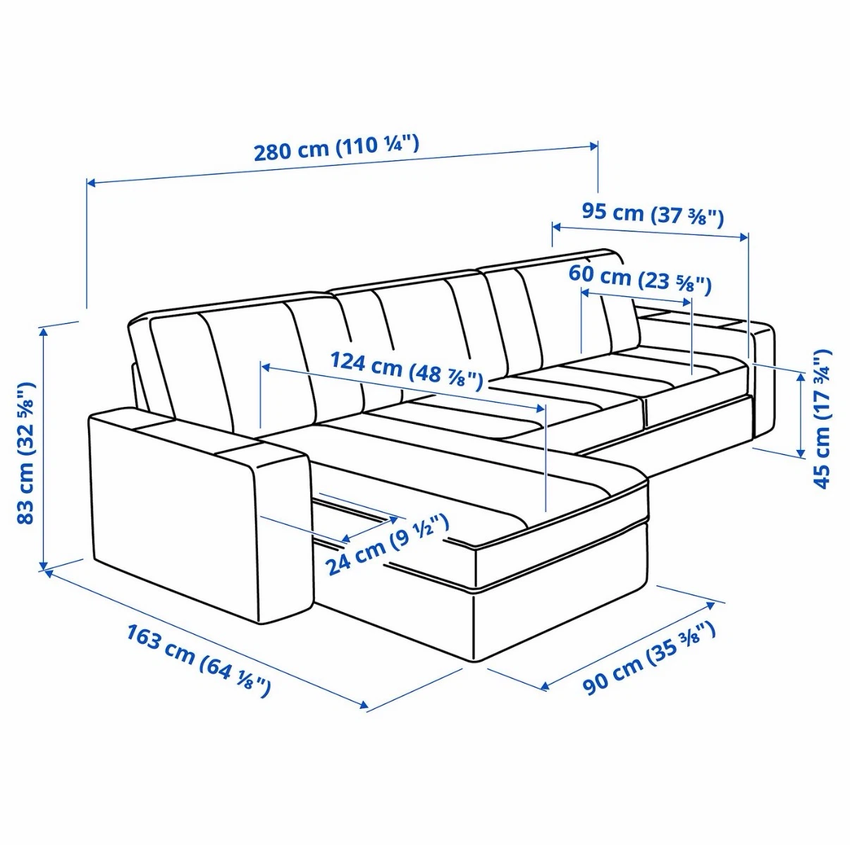 KIVIK Sofa with chaise, Tresund light beige - photo 3