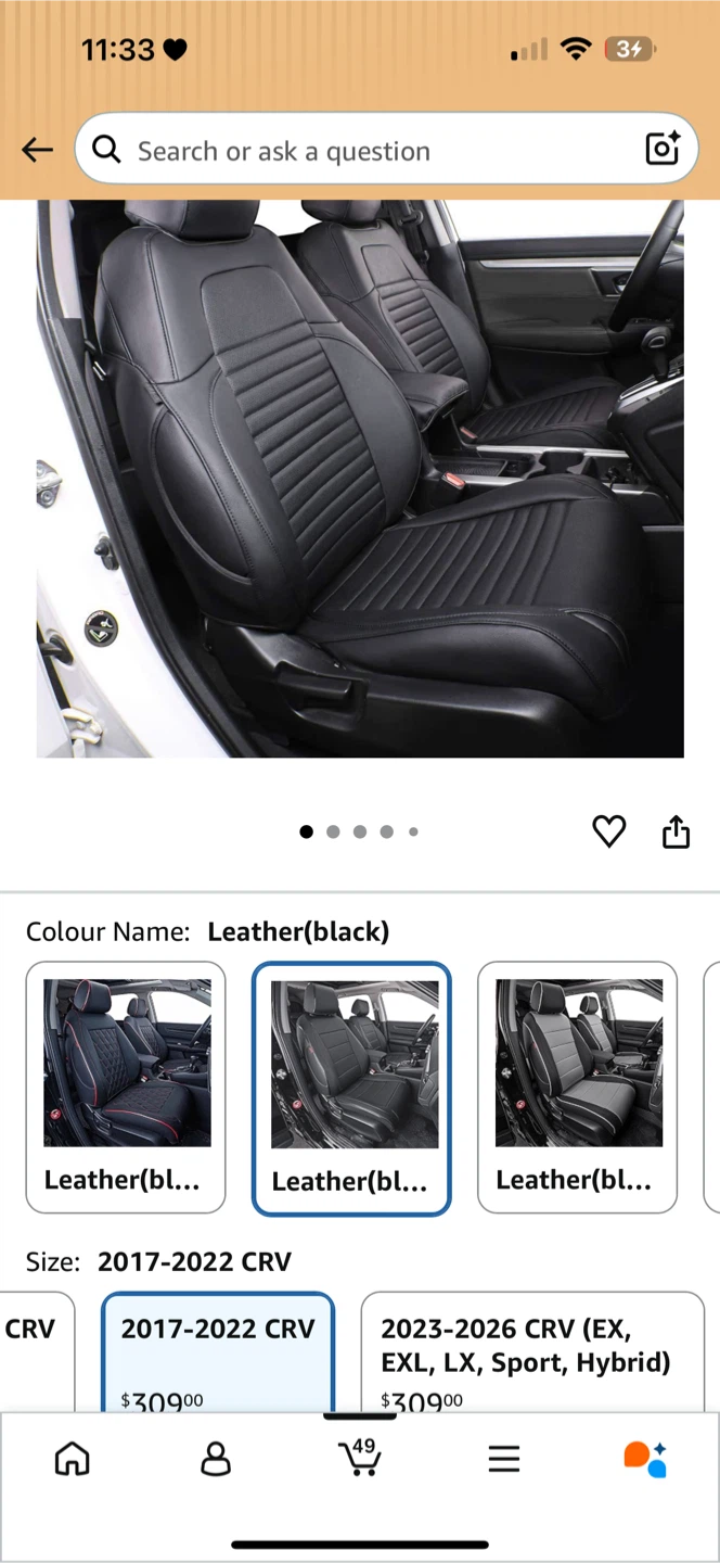 EKR CRV Seat Covers for Honda CRV 2017-2022 - photo 2