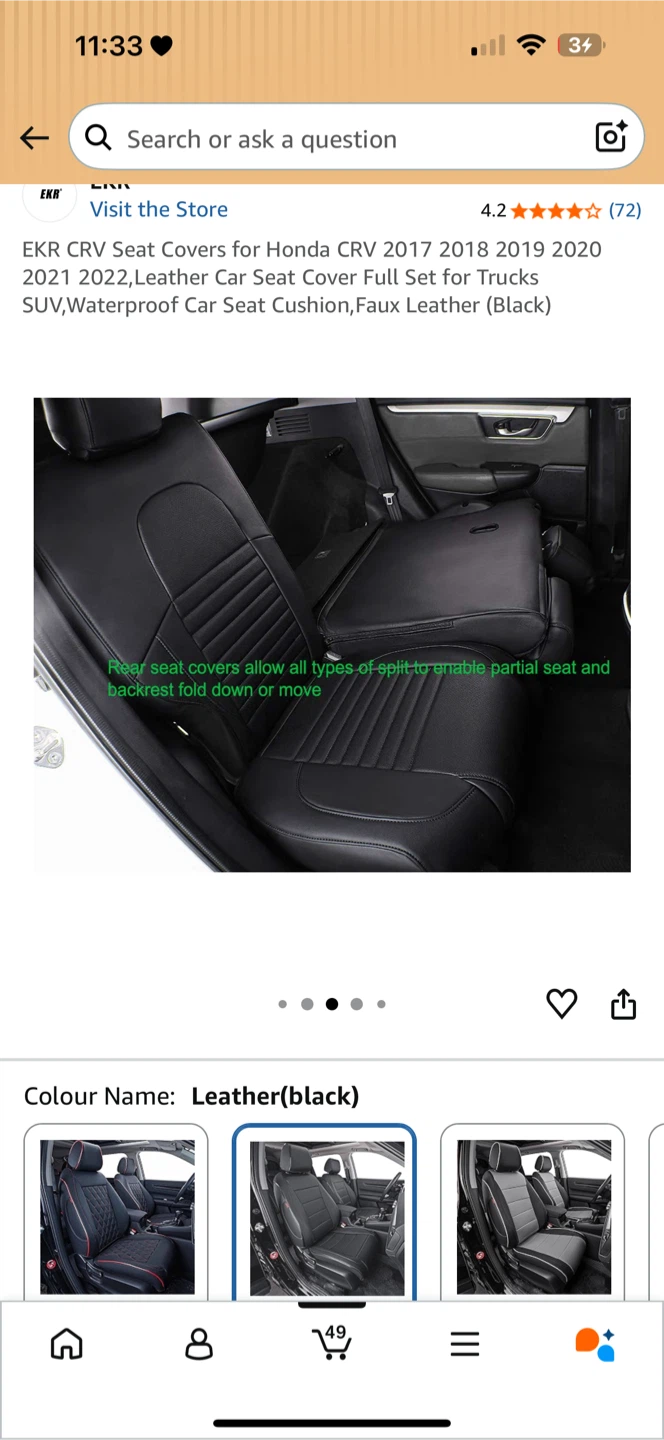 EKR CRV Seat Covers for Honda CRV 2017-2022 - photo 4
