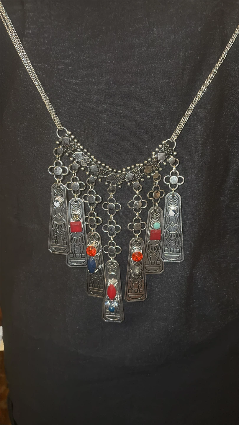 Statement Kuchi tribal style Necklace  w/ Stones