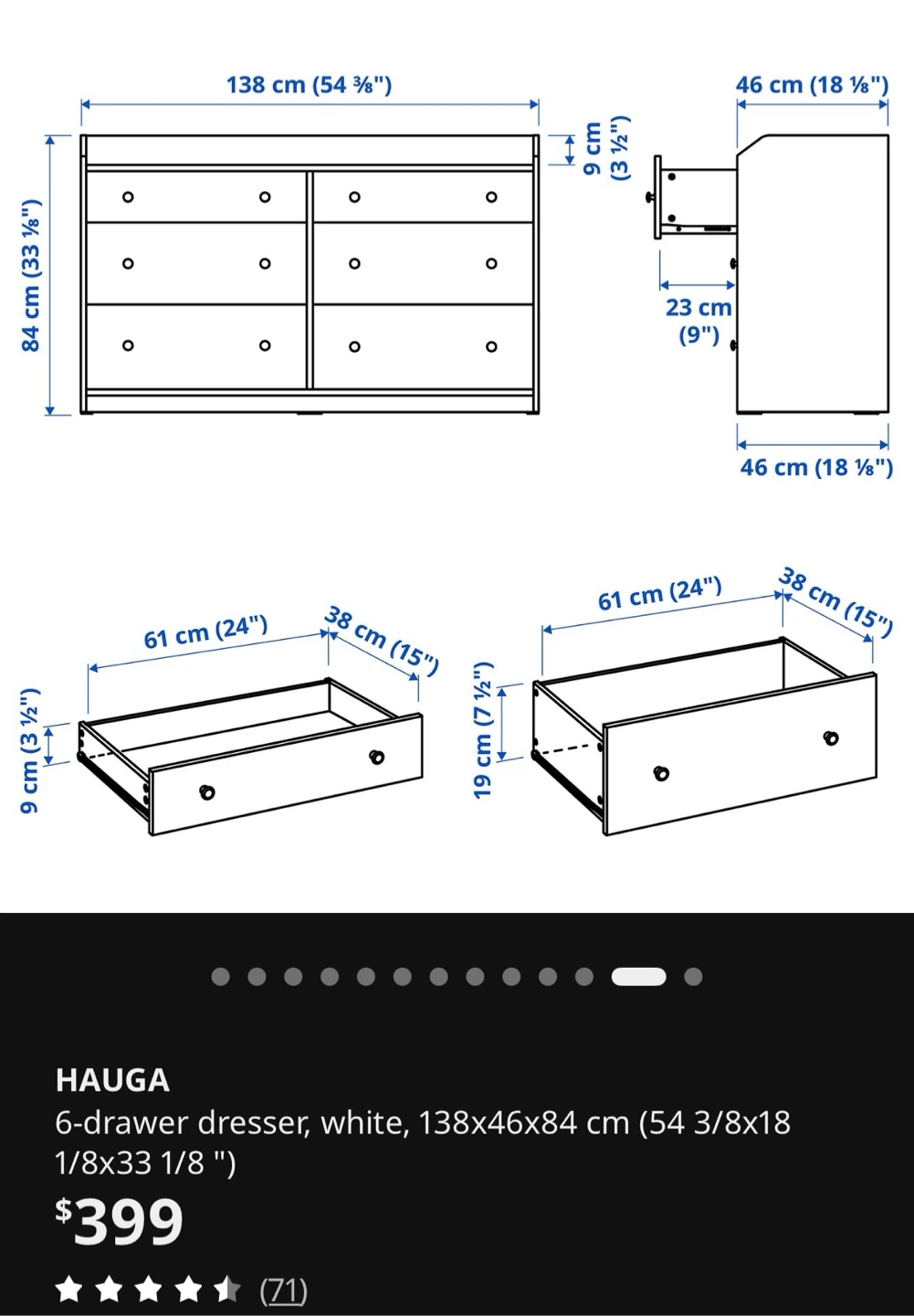IKEA HAuga 6-drawer dresser, white - photo 3