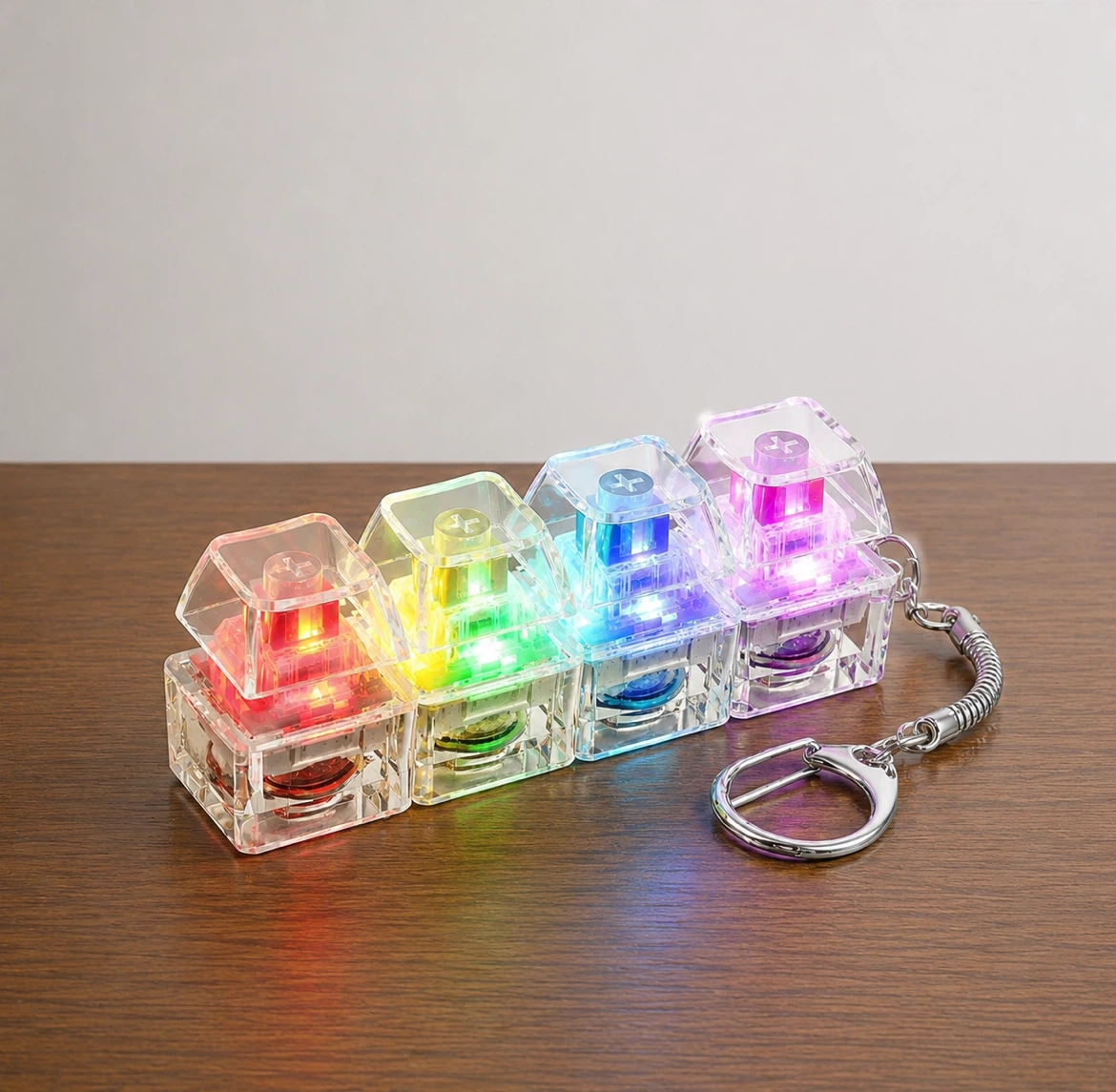 Keyboard Keycap Keychain Set with RGB Lights