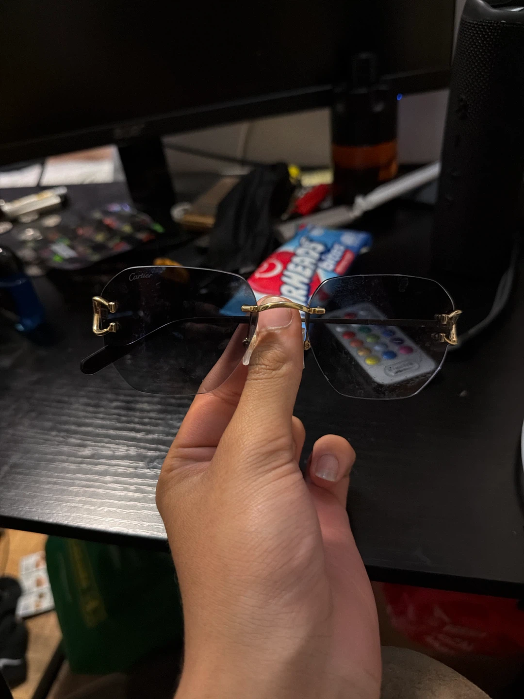 Cartier Rimless Sunglasses Gold C Logo