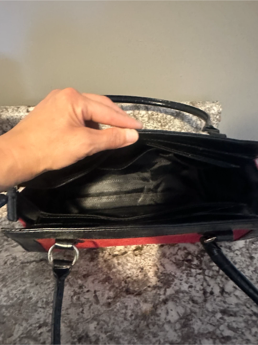 PRADA Red Suede & Faux Croc Handbag - photo 3