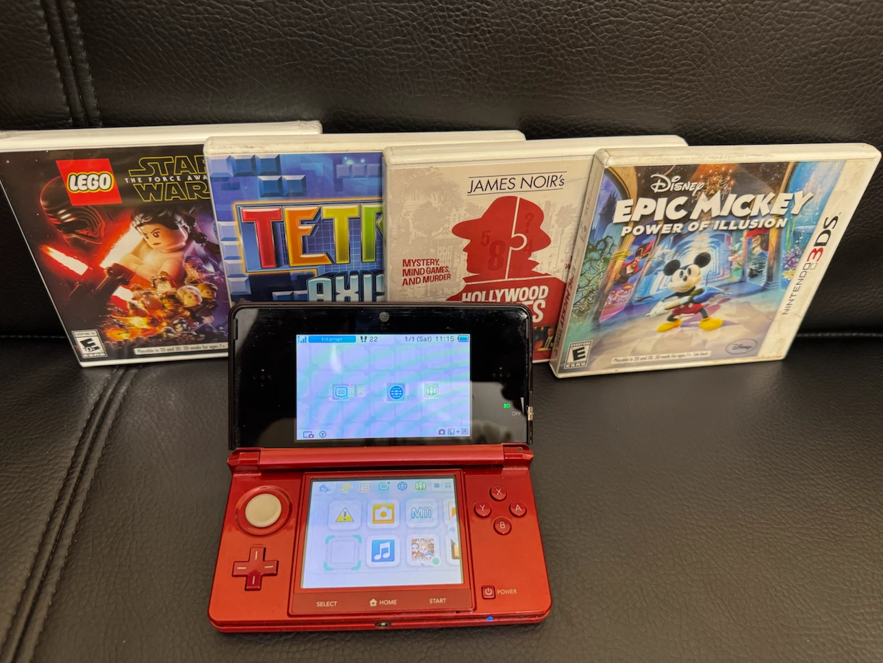 Nintendo 3DS Red Console with 4 Games - photo 4