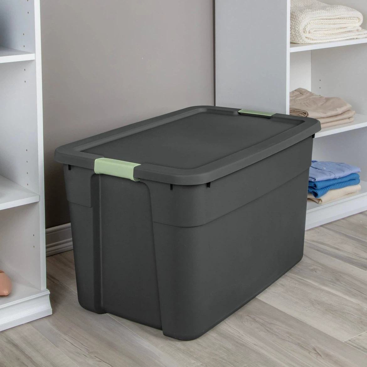 NEW 34 Gallon Large Latching Tote Stackable Tote Bin Storage - photo 5