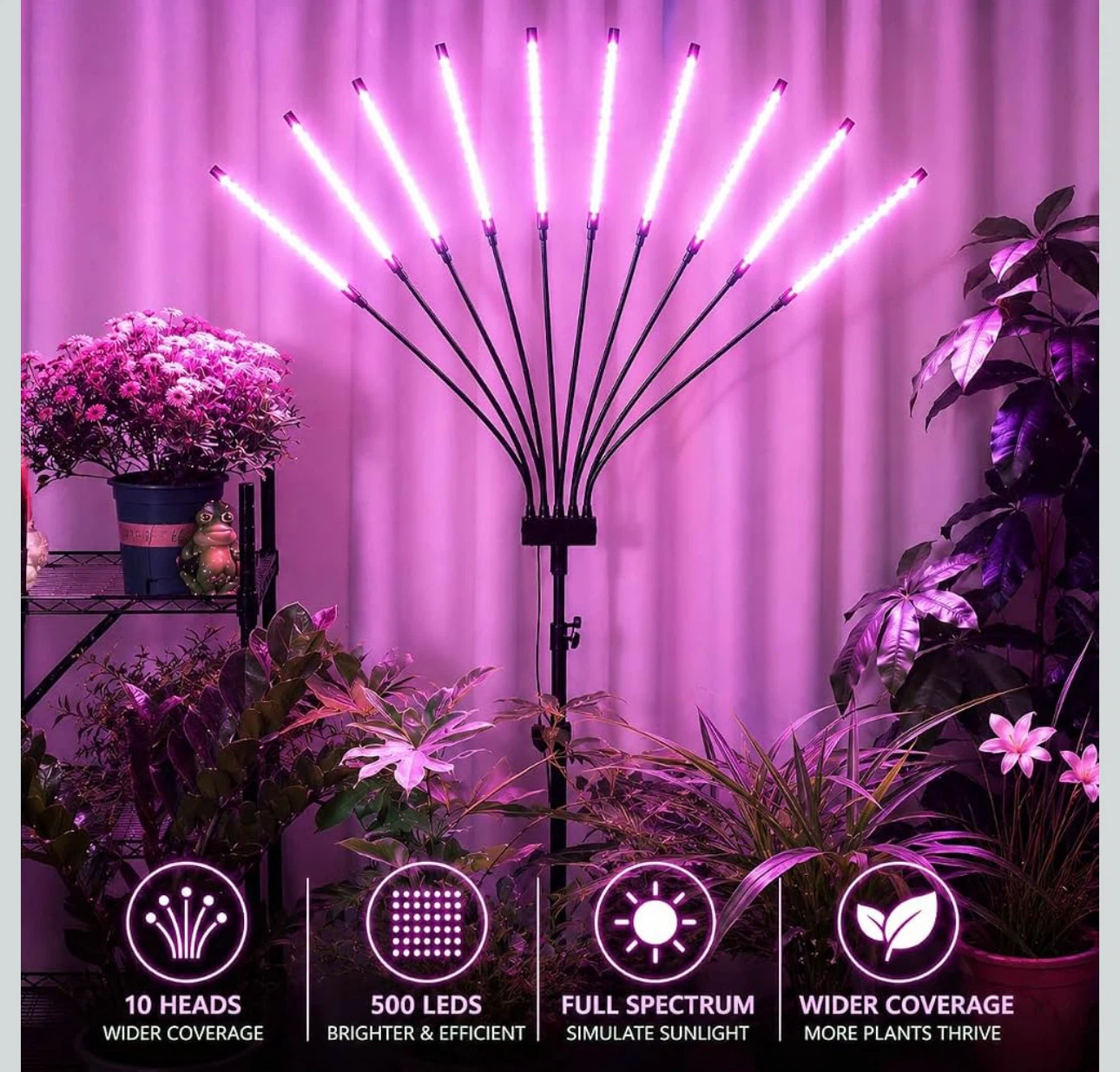 Grow Light with 10 Heads and Tripod Stand - photo 2
